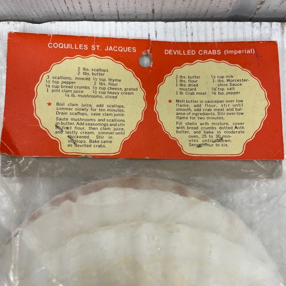 Vintage Natural Shell Serving Dishes Ovenproof & Shell Picks Set of 4 Never Used - Picture 4 of 11